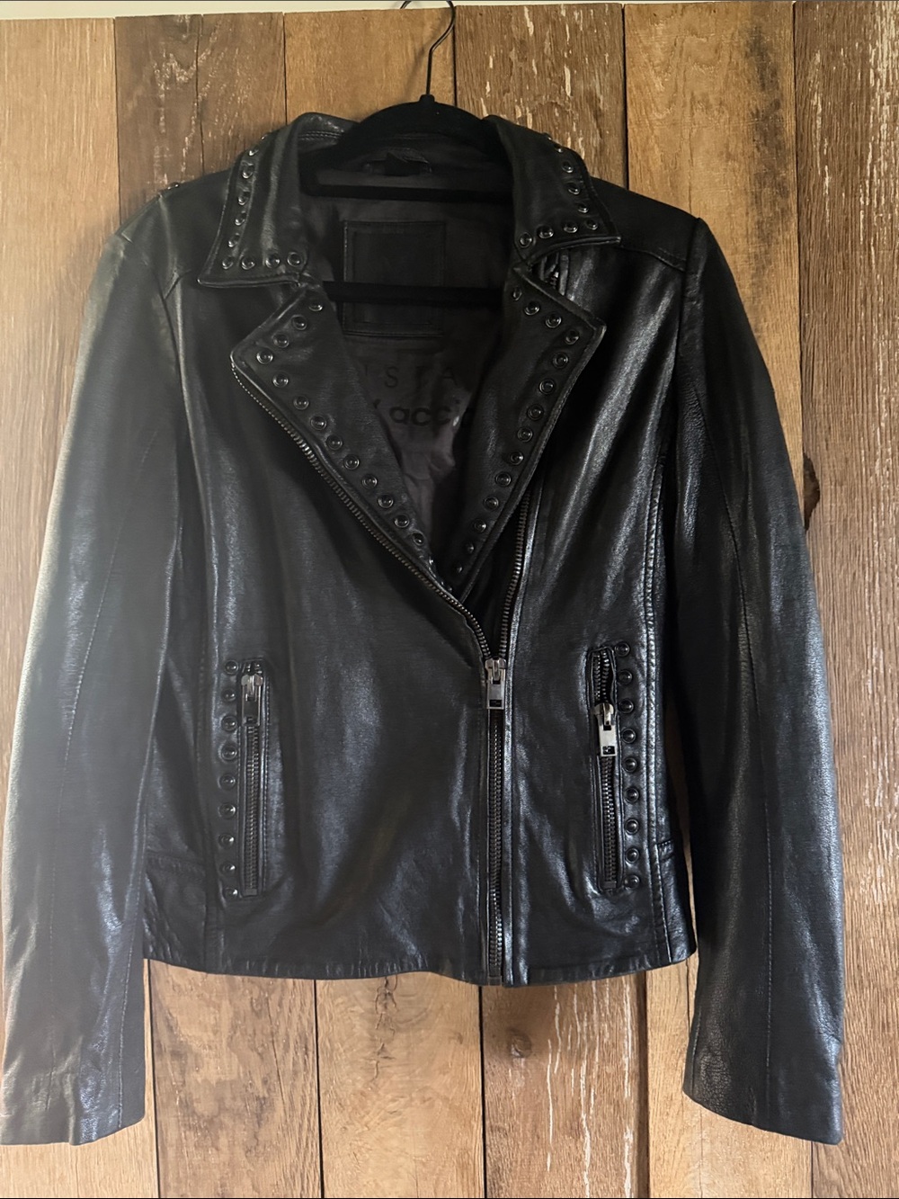 Mauritius Leather Jacket with black studs